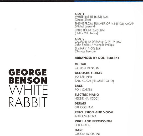 George Benson : White Rabbit (LP, Album, Ltd, Num, RE, RM, Whi)