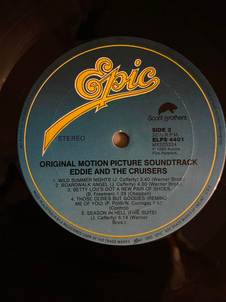 John Cafferty And The Beaver Brown Band : Eddie And The Cruisers (Original Motion Picture Soundtrack) (LP, Album)
