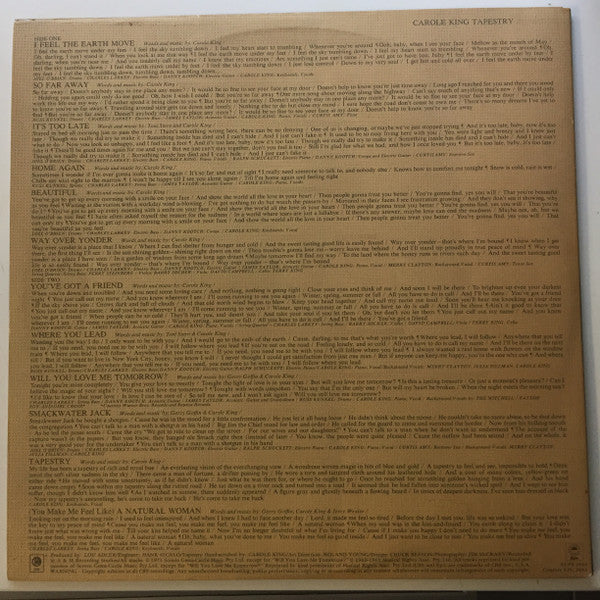Carole King : Tapestry (LP, Album, RE, Ora)