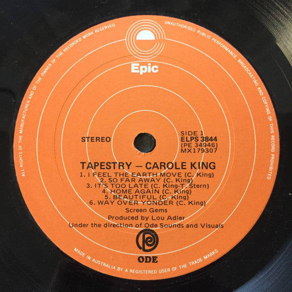 Carole King : Tapestry (LP, Album, RE, Ora)