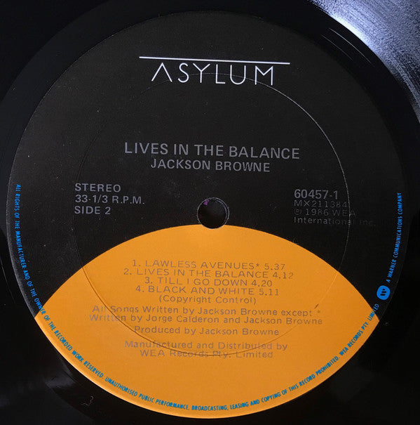 Jackson Browne : Lives In The Balance (LP, Album)