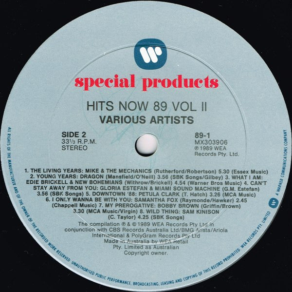 Various : Hits Now '89 Volume 2 (LP, Comp)