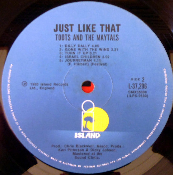 Toots & The Maytals : Just Like That (LP, Album)