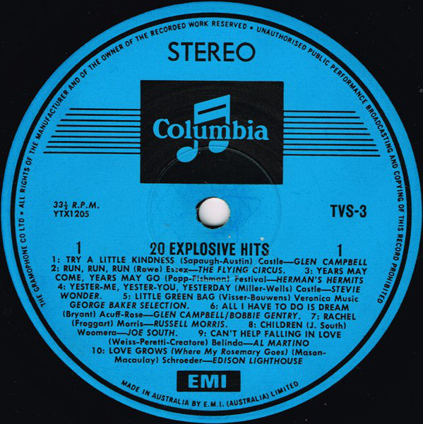 Various : 20 Explosive Hits (LP, Comp)