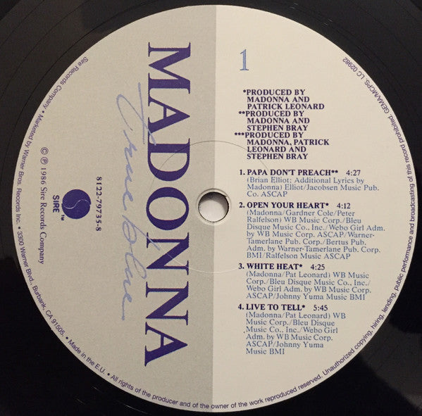 Madonna : True Blue (LP, Album, RE, 180)