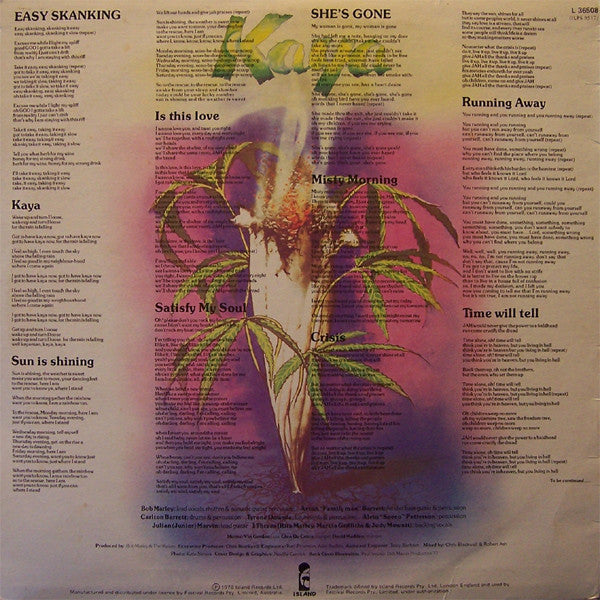 Bob Marley & The Wailers : Kaya (LP, Album)