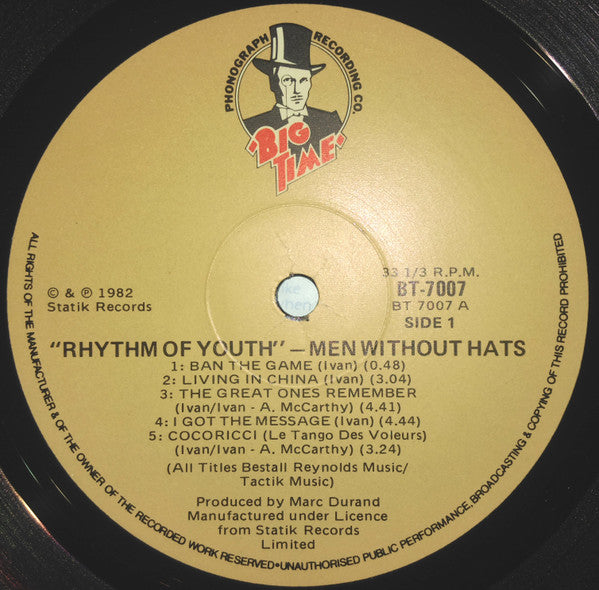 Men Without Hats : Rhythm Of Youth (LP, Album)