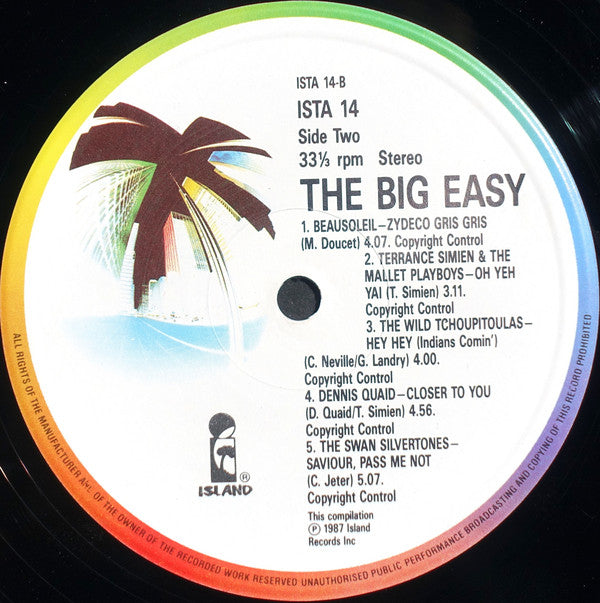 Various : The Big Easy (Original Motion Picture Soundtrack) (LP, Album, Comp)