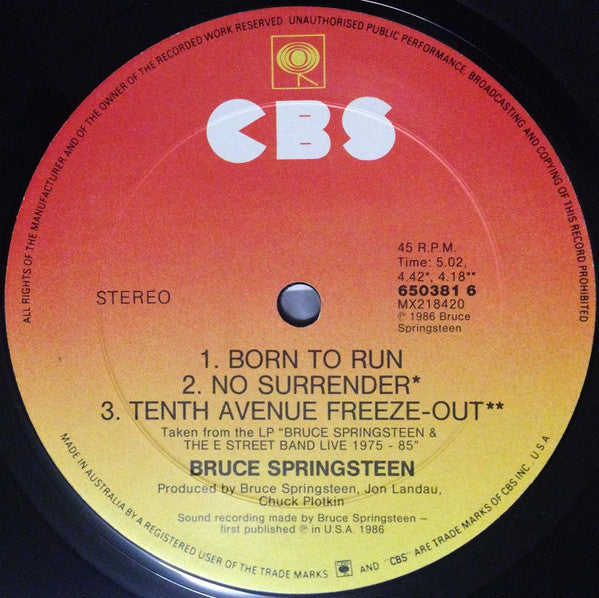 Bruce Springsteen & The E-Street Band : Fire (12", Maxi)