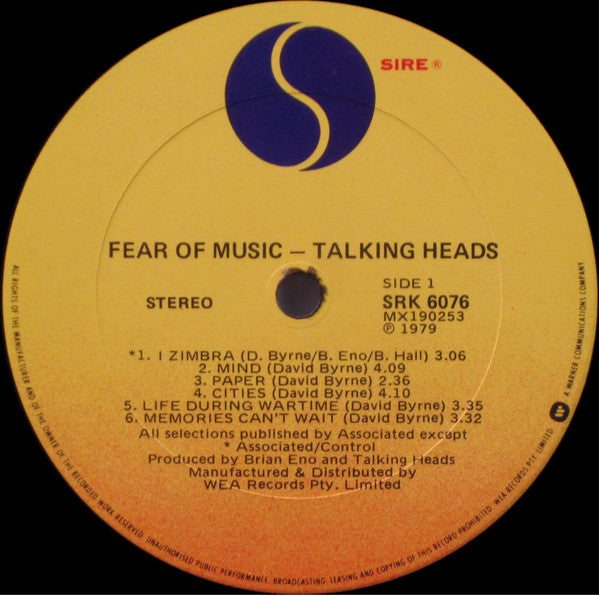 Talking Heads : Fear Of Music (LP, Album)