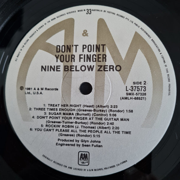 Nine Below Zero : Don't Point Your Finger (LP)