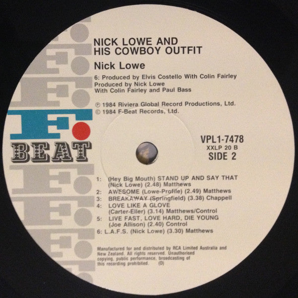 Nick Lowe And His Cowboy Outfit : Nick Lowe And His Cowboy Outfit (LP, Album)