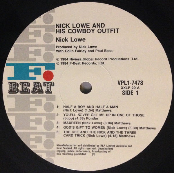Nick Lowe And His Cowboy Outfit : Nick Lowe And His Cowboy Outfit (LP, Album)