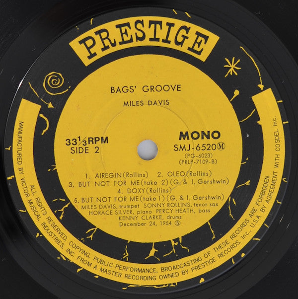 Miles Davis : Bags Groove (LP, Album, Comp, Mono, RE)