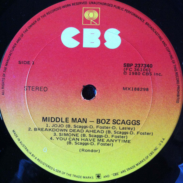 Boz Scaggs : Middle Man (LP, Album)