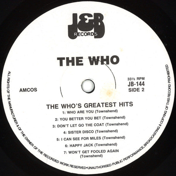 The Who : Their Greatest Hits (LP, Comp)