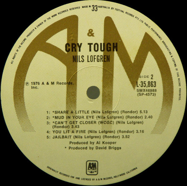 Nils Lofgren : Cry Tough (LP, Album)