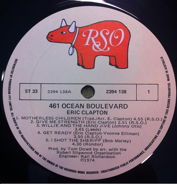 Eric Clapton : 461 Ocean Boulevard (LP, Album, Gat)
