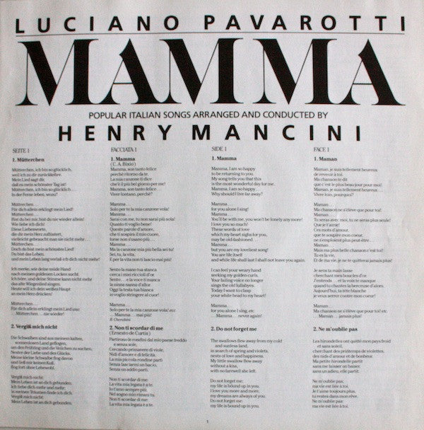 Luciano Pavarotti, Henry Mancini : Mamma (LP, Album)