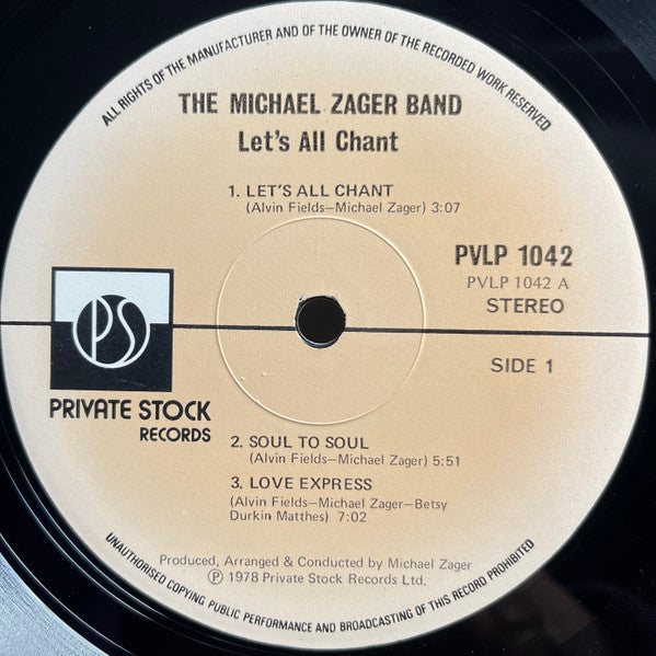 The Michael Zager Band : Let's All Chant (LP, Album)