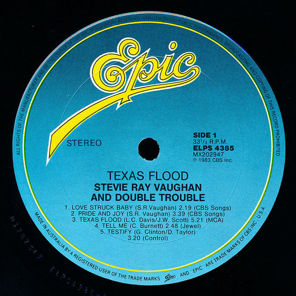 Stevie Ray Vaughan & Double Trouble : Texas Flood (LP, Album)