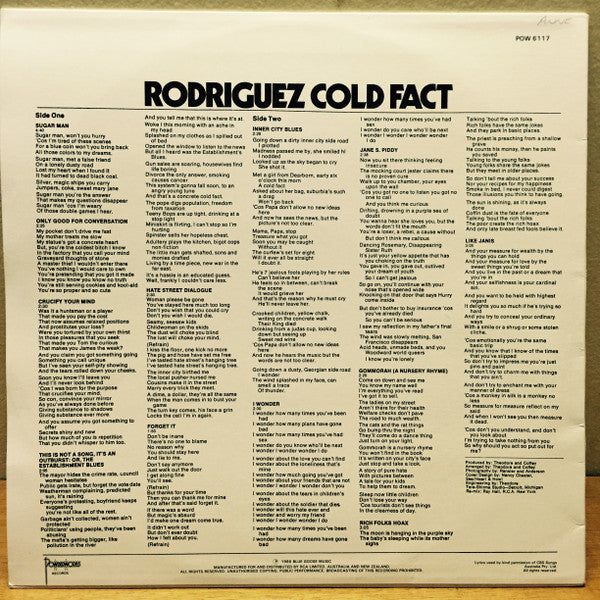 Sixto Rodriguez : Cold Fact (LP, Album, RE)
