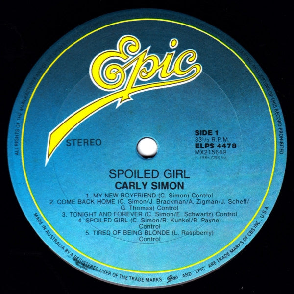 Carly Simon : Spoiled Girl (LP, Album)