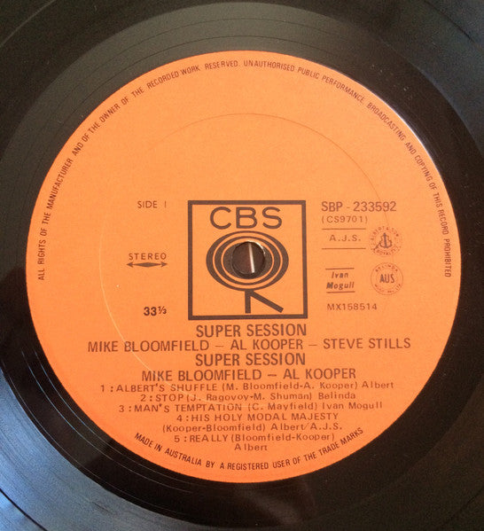 Mike Bloomfield / Al Kooper / Stephen Stills : Super Session (LP, Album)