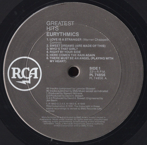 Eurythmics : Greatest Hits (LP, Comp, Gat)