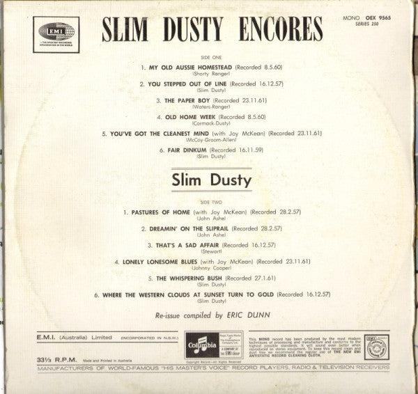 Slim Dusty : Encores (LP, Comp)