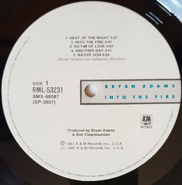 Bryan Adams : Into The Fire (LP, Album)