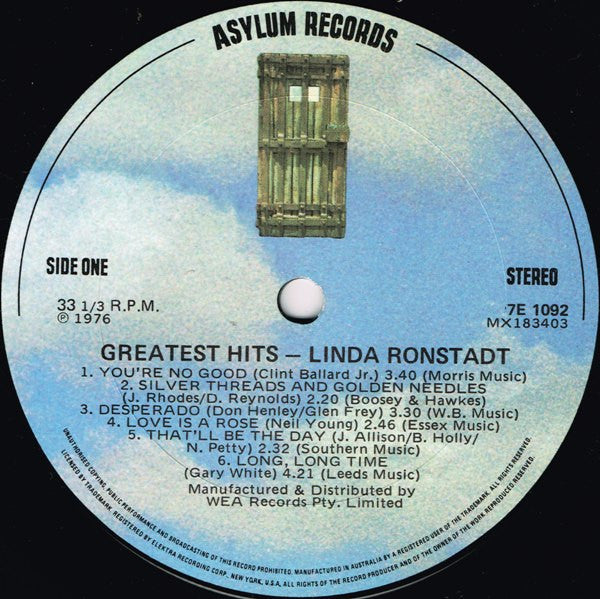 Linda Ronstadt : Greatest Hits (LP, Comp, Gat)