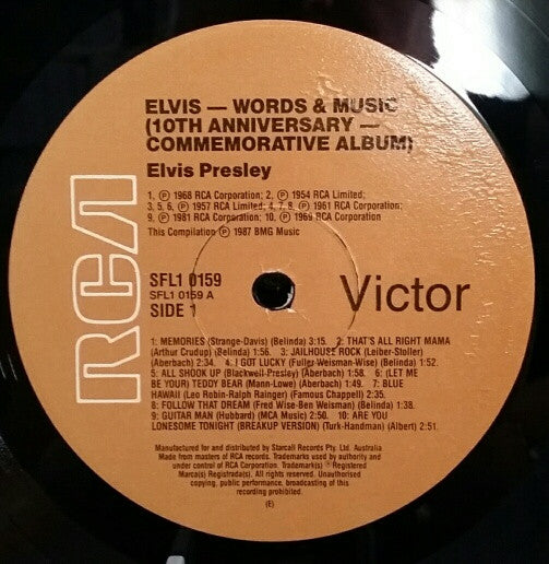 Elvis Presley : Words And Music - 10th Anniversary - Commemorative Album (LP, Comp, Gat)