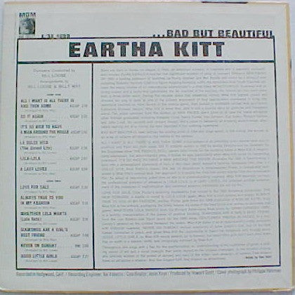 Eartha Kitt : Bad But Beautiful (LP, Album, MGM)