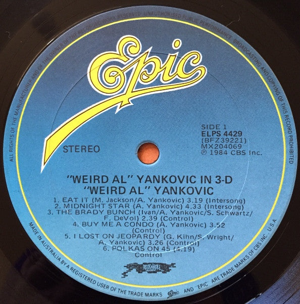 "Weird Al" Yankovic : In 3-D (LP, Album)