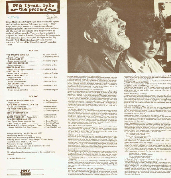 Peggy Seeger & Ewan MacColl : No Tyme Lyke The Present (LP, Album)