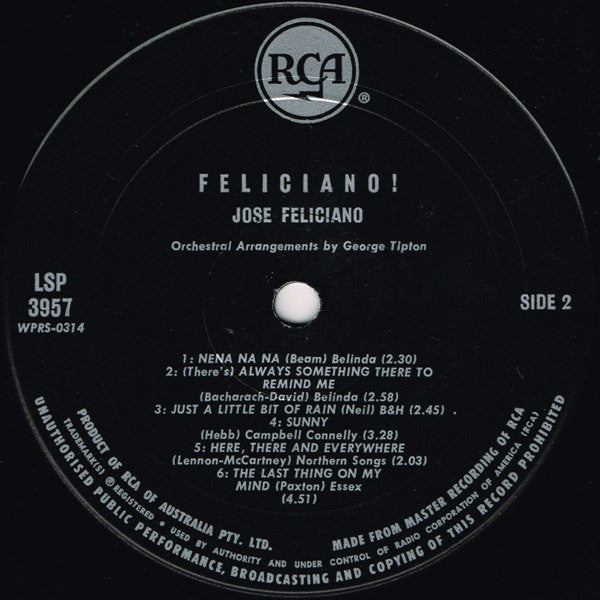 José Feliciano : Feliciano! (LP, Album, RP)