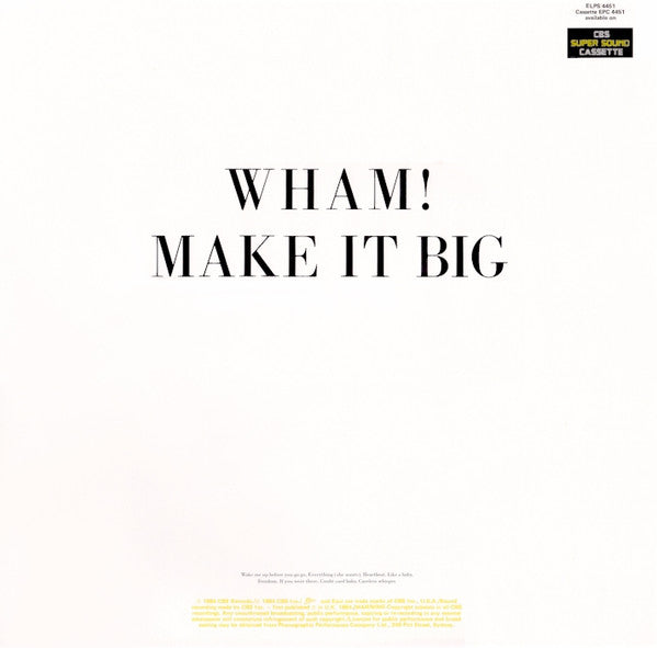 Wham! : Make It Big (LP, Album, wit)