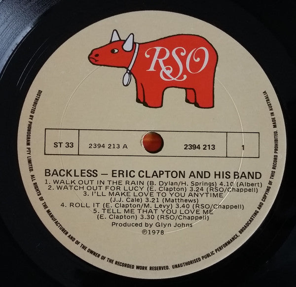 Eric Clapton : Backless (LP, Album, Gat)