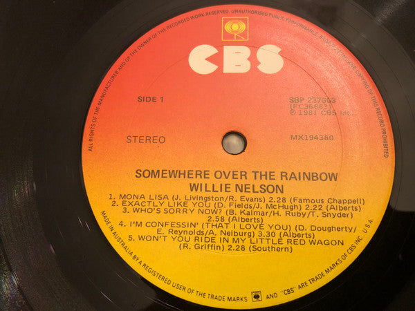Willie Nelson : Somewhere Over The Rainbow (LP, Album)