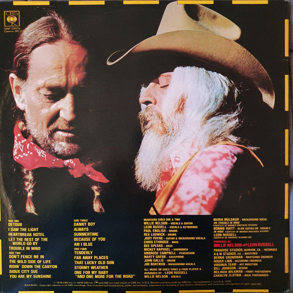 Willie Nelson And Leon Russell : One For The Road (2xLP, Album, Gat)