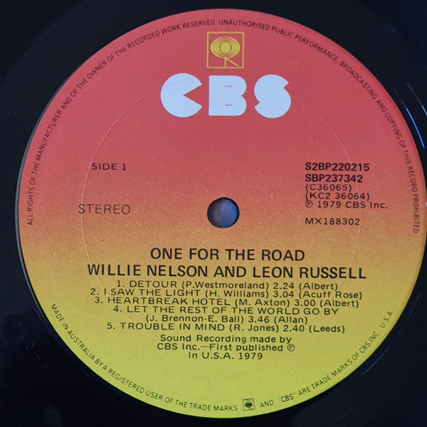 Willie Nelson And Leon Russell : One For The Road (2xLP, Album, Gat)