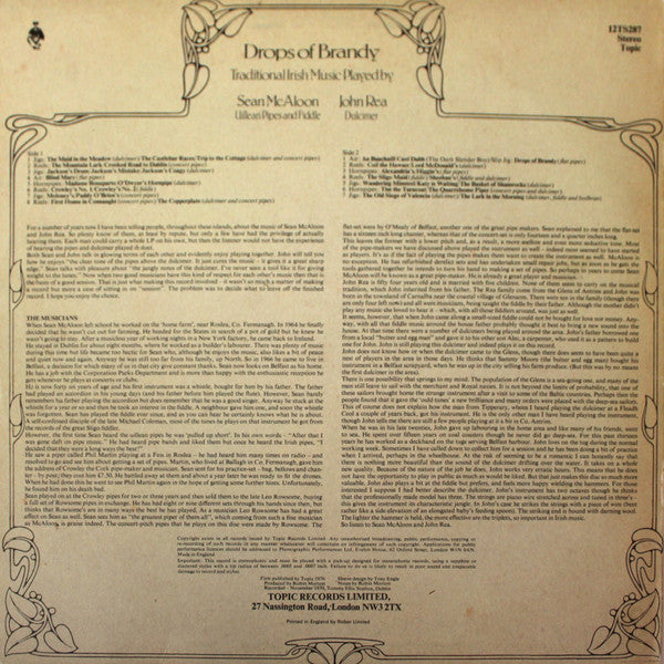 Sean McAloon, John Rea (2) : Drops Of Brandy (LP)