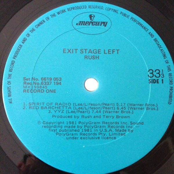 Rush : Exit...Stage Left (2xLP, Album, Gat)