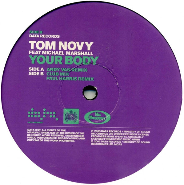 Tom Novy Feat Michael Marshall : Your Body (12", Single)