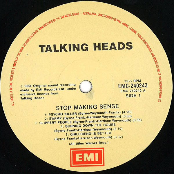 Talking Heads : Stop Making Sense (LP, Album)
