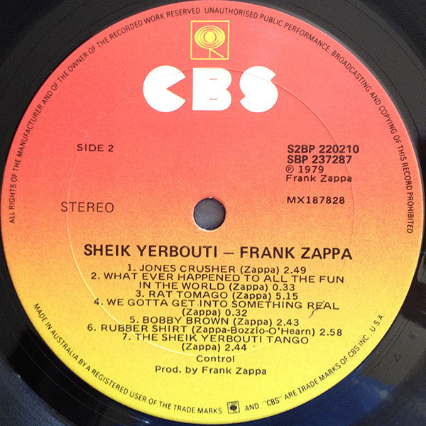 Frank Zappa : Sheik Yerbouti (2xLP, Album, Aut)