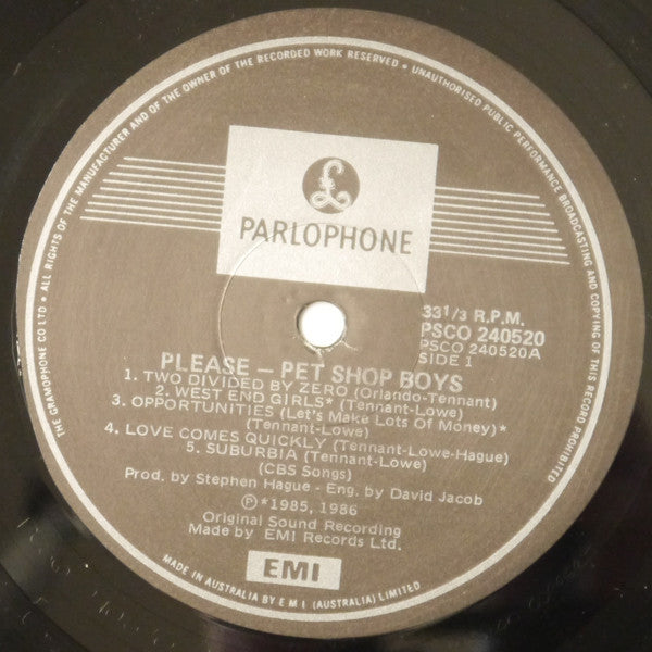 Pet Shop Boys : Please (LP, Album)