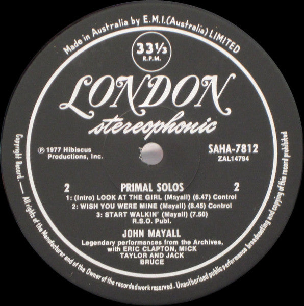 John Mayall : Primal Solos (LP, Album)