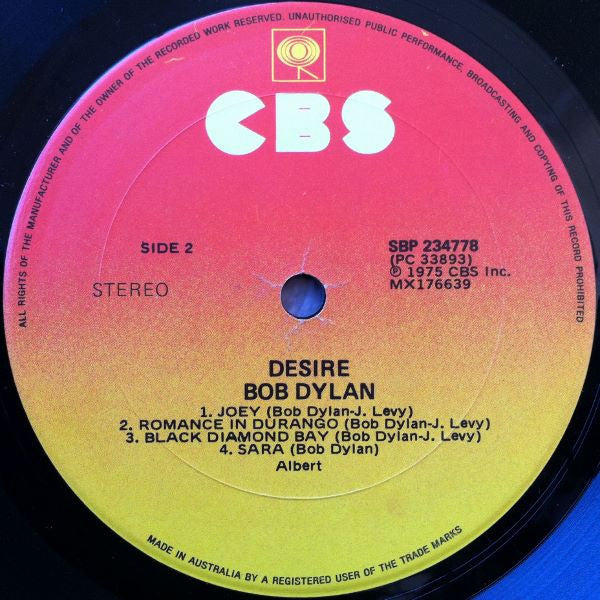 Bob Dylan : Desire (LP, Album, Gat)